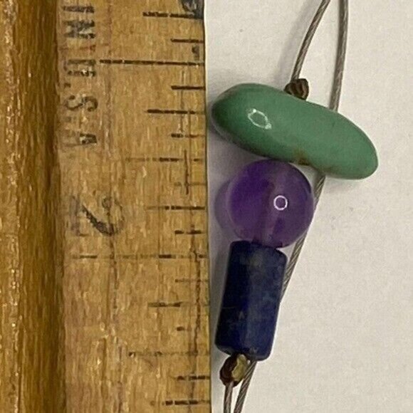 Beautiful sterling, jade, amethyst, & turquoise necklace - Picture 3 of 6